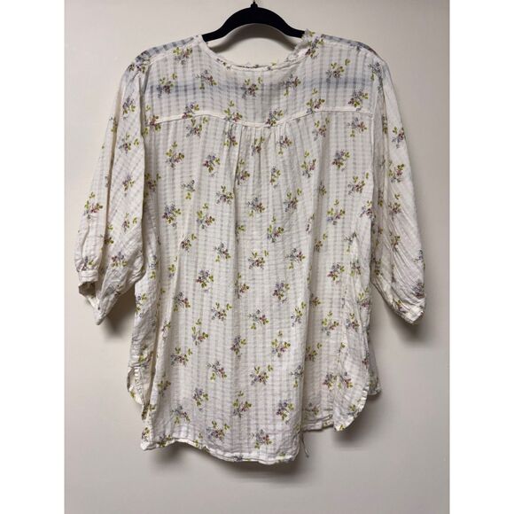 RALPH LAUREN DENIM & SUPPLY Floral Lace Up Peasant Blouse Ruffles, Sz L - Picture 5 of 9